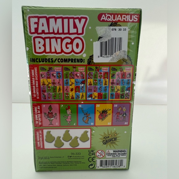The Grinch Family Bingo Game